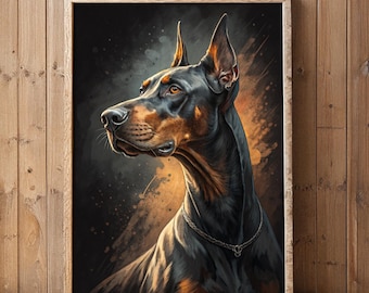 Doberman Art Print: Soulful Dog Portrait (Digital Download, 2x3 Ratio JPG & PDF File)