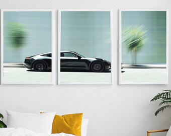 Porsche Sports Car Triptych: Minimalist Automotive Art (Digital Download)