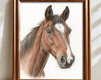 Schets hengstenkop: expressief paardenportret (digitale download)