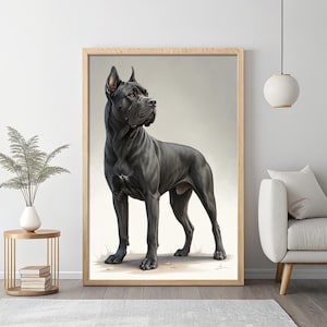 Majestic Black Cane Corso Art Print: Dog Lover Gift (Digital Download)