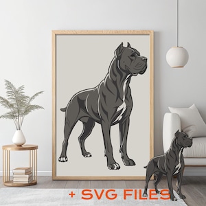 Cane Corso Art Print - Majestic Dog Illustration for Dog Lovers, Monochromatic Pet Portrait, 2:3 Ratio, Digital Download with SVG Bonus
