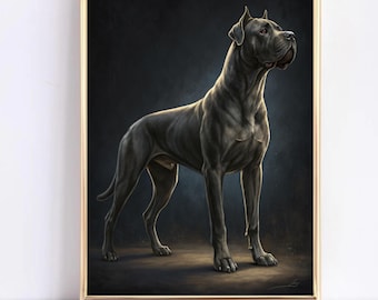 Kunstprint van een Cane Corso-hond: Realistische illustratie van een Mastiff (digitale download)