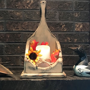 Primitive Candle Holder Wall Box Sconce Wood   - Parchment over black and distressed