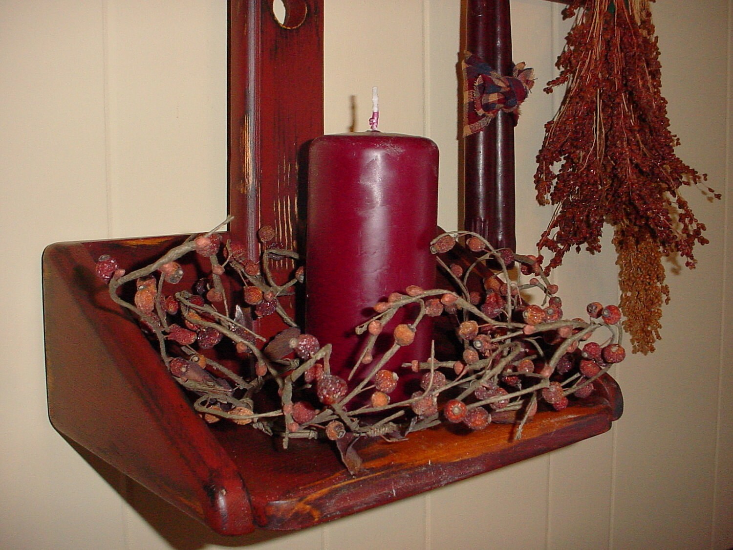 Primitive Shaker Candle or Oil Lamp Hanging Shelf Set Etsy