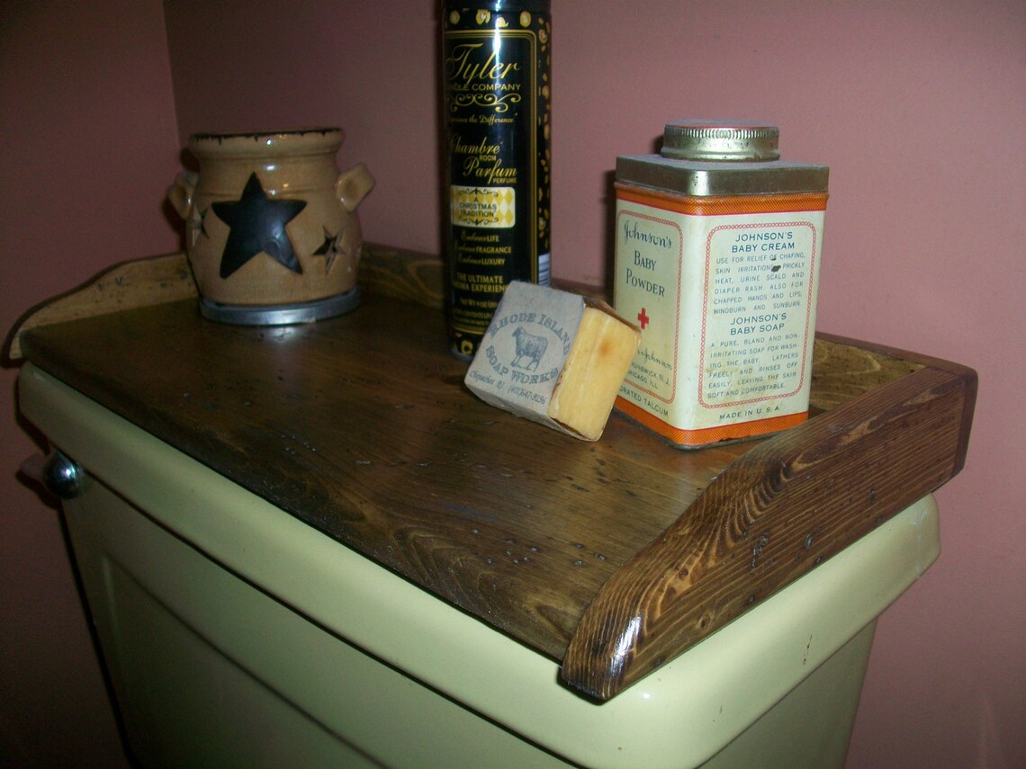 PRIMITIVE Wood Toilet Tank Cover Top Tray stained and Etsy