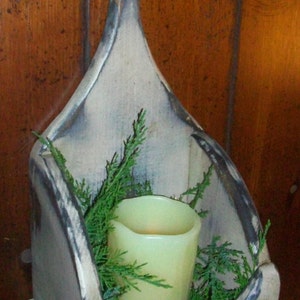 Shabby Chic Primitive Wood Candle Holder Box Sconce,  Flower Box, Light Box