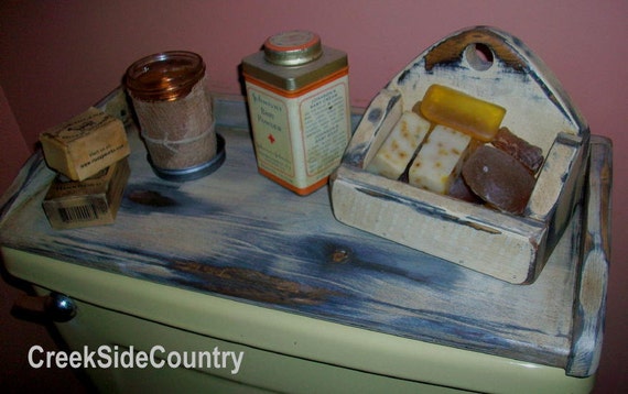 PRIMITIVE Wood Toilet Tank Cover Top Tray ANY COLOR