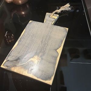 Primitive Colonial Bread Board: Cobblestone Top, Wax Finish, Jute Tie