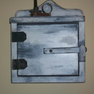 Primitive  Wood Thermostat Cover Cabinet Box Shelf   -    9&quot; w x 3 d x 10 3/4&quot; t  -  wax finish     -  a PAW Design