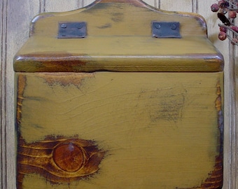 Primitive Thermostat Cover Shelf: Distressed Mustard Pine Box