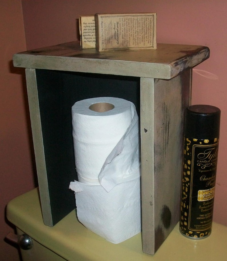 Rustic Primitive Wood Toilet Paper Caddy Cover covers 2 Etsy