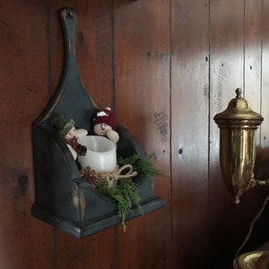 Primitive Wood Candle Box Sconce Flower Box -