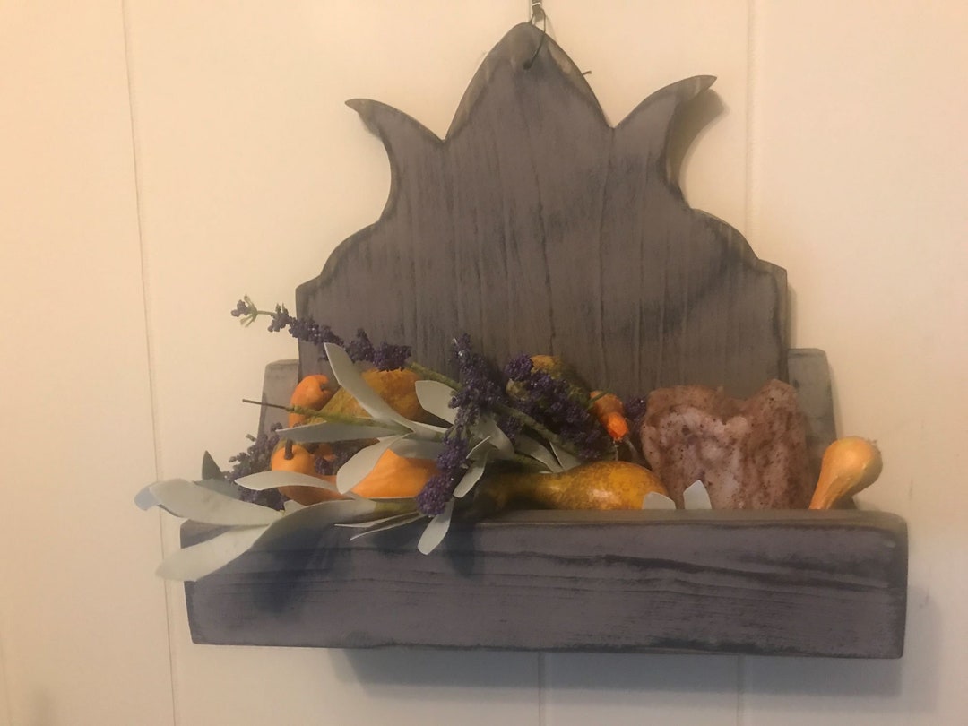 Colonial Candle Box Wall Shelf Primitive Rustic Wood Cobblestone 10 1