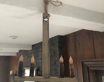 Portacandele Primitive Wood Light - finitura cera - pergamena/nero
