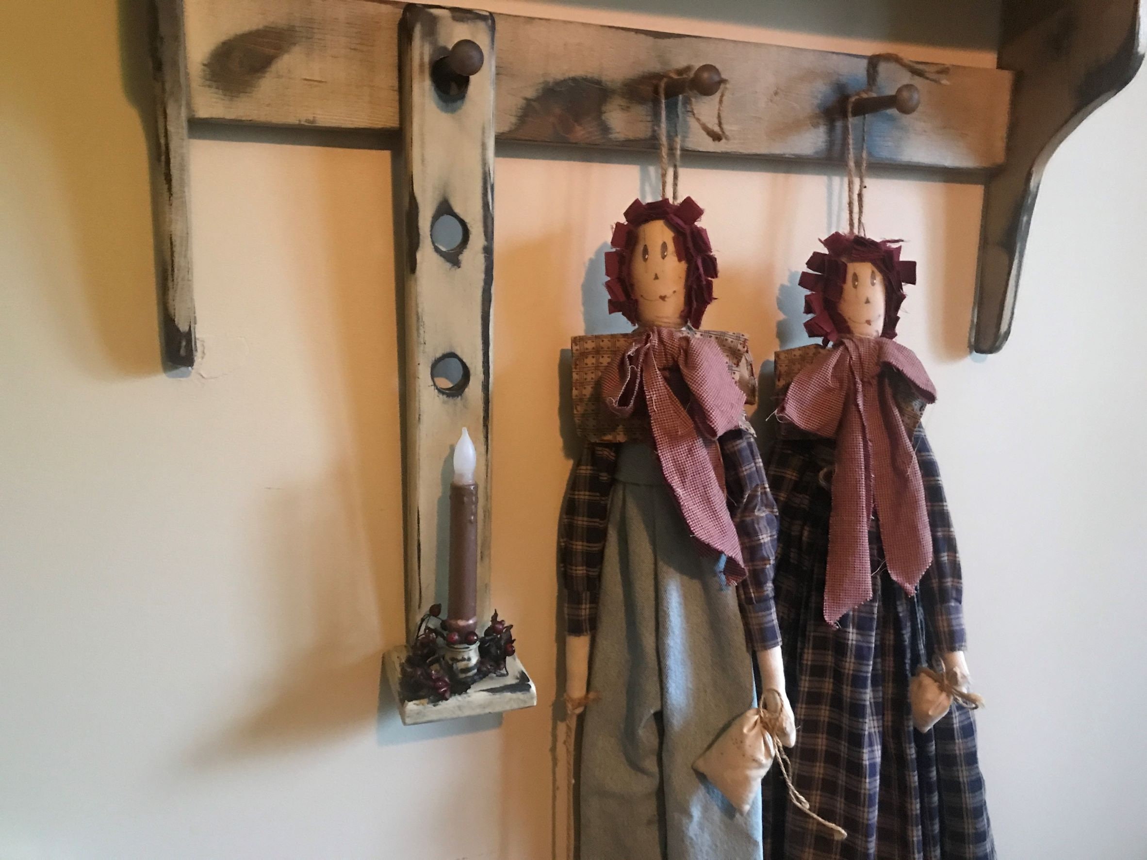 Primitive Wood Shaker Hanging Peg Rack Candle Holder - Wax Finish - Etsy