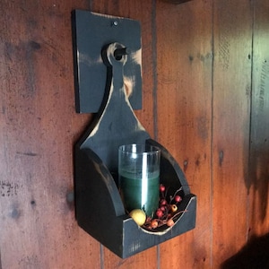 Primitive Candle Holder Box Sconce - w/one peg rack - Early Colonial