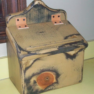 Primitive Wood Storage Recipe Box - wax finish