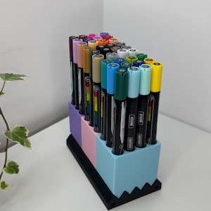 Acrylic Marker Organizer for Paint Pens, Desk Organizer for Artists and Crafters, Clear Pen Storage Rack for Workspace