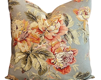 18" x 18" Gray with Pink and Lavender Floral Pillow Cover- Decorative Pillow- Throw Pillow