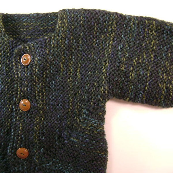 Baby Surprise Jacket - peruanische wolle Strickjacke in blau-grün-tweed