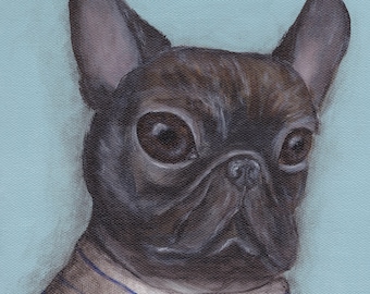 Gus the Frenchie - 8x10 art print of a French Bulldog painting by Cagey Bee