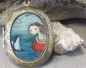 Locket - Sarah and the Orca vintage locket whale necklace ocean jewelry