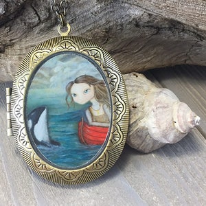 Locket - Sarah and the Orca vintage locket whale necklace ocean jewelry