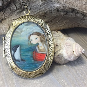 Locket - Sarah and the Orca vintage locket whale necklace ocean jewelry