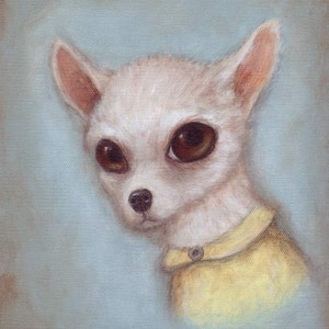 Dog Art Elroy, 8x10 cute art print of Chihuahua dog, pet portrait painting image 1