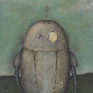 Robot No. 4 Edwin robot art print, acrylic painting, giclee print, kids room nursery decor image 3