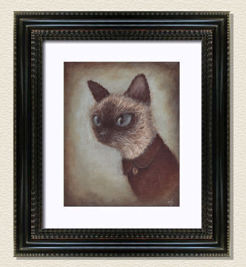 Cat Art Print Theo, 8x10 pet portrait painting, cute animal art image 3