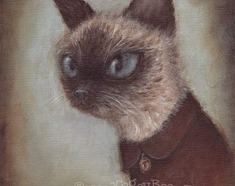 Chat Art Print - Théo, peinture de portrait d’animal de 8 x 10, art animal mignon