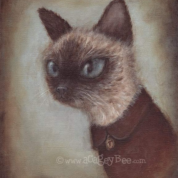 Cat Art Print - Theo, 8x10 pet portrait painting, cute animal art