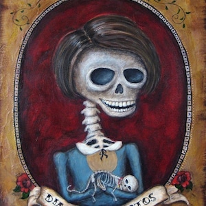 Jour de limpression jet dencre morts de peinture acrylique, Dia de los Muertos, affiche impression dart mural image 1