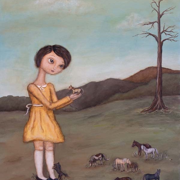 Cheval Art - impression jet d’encre de la peinture « Vallée de la minuscule chevaux » - wall art pour les enfants, chambre, chambre pour enfants