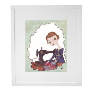 The Seamstress cute art print art for the craft room sewing machine quilter image 2