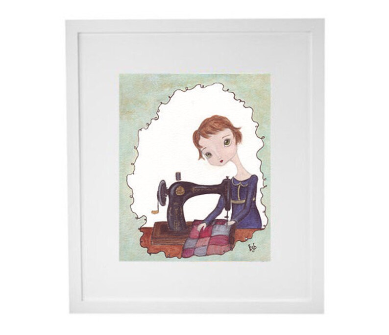 The Seamstress cute art print art for the craft room sewing machine quilter image 2