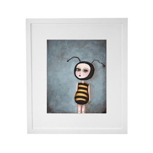 Art Print The Bee Girl giclee print from original painting, bee art, honeybee poster imagem 2