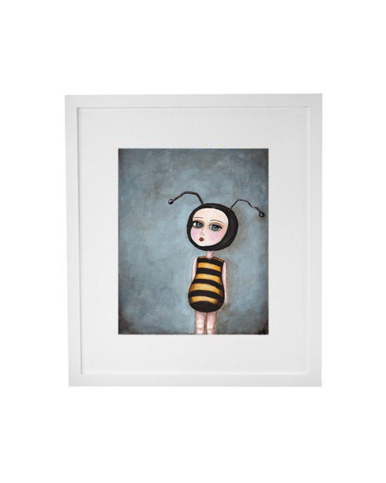 Art Print The Bee Girl giclee print from original painting, bee art, honeybee poster imagem 2
