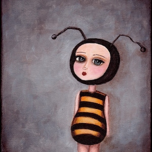Art Print The Bee Girl giclee print from original painting, bee art, honeybee poster imagem 1