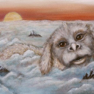 Luck Dragon Above the Clouds giclee print of original acrylic painting Neverending Story, children wall art