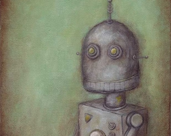 Robot No. 2 - Eugene - robot art print, robot painting