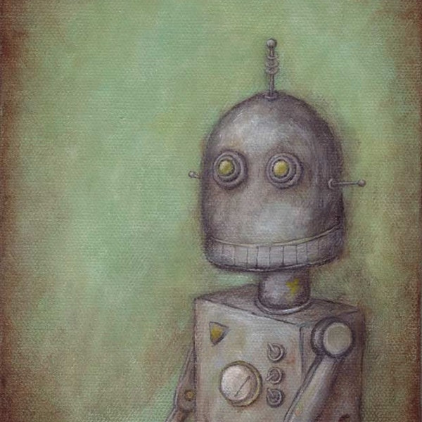 Robot No. 2 - Eugene - robot art print, robot painting