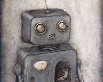Robot Art - Rupert (robot no.5) - wall art, giclee print