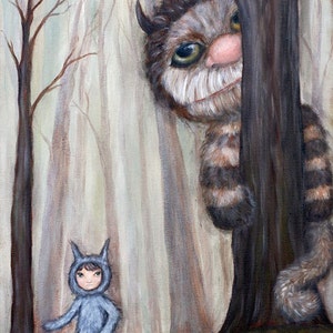 Kids Room Wall Art Wild Things in the Woods giclee print from original painting, children's art nursery decor image 2