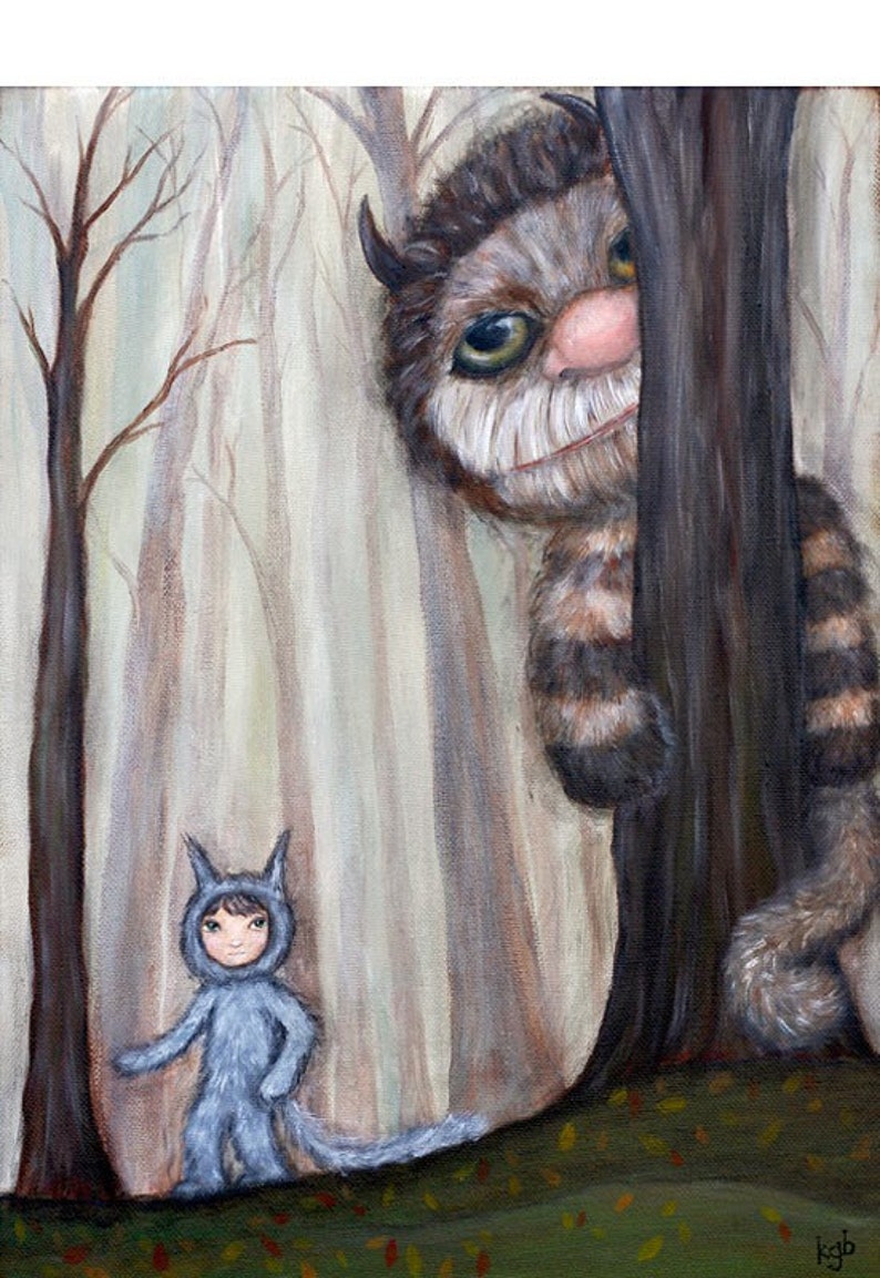 Kids Room Wall Art Wild Things in the Woods giclee print from original painting, children's art nursery decor image 2