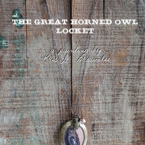 Owl Locket bird necklace jewelry with owl art pendant image 2