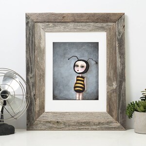 Art Print The Bee Girl giclee print from original painting, bee art, honeybee poster imagem 3