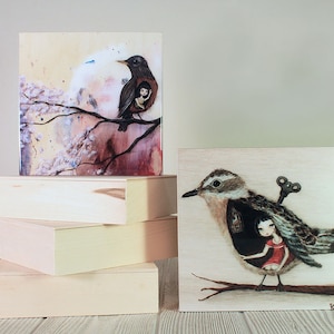 Blocs d'art carrés - panneaux de bois 6 x 6 - oeuvre d'art murale prête à accrocher