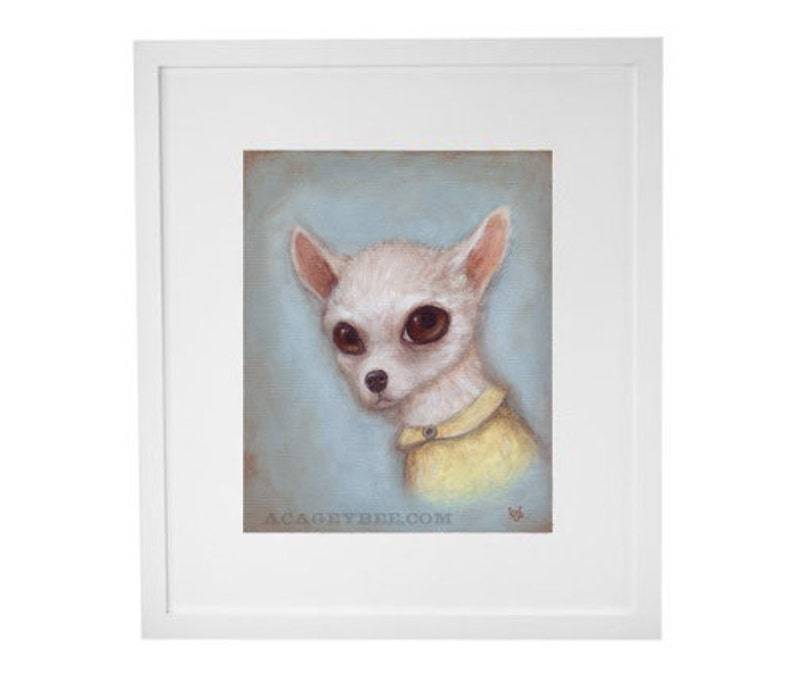 Dog Art Elroy, 8x10 cute art print of Chihuahua dog, pet portrait painting image 2